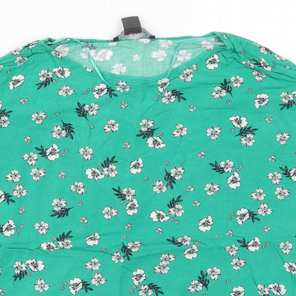 Primark Womens Green Floral  Basic T-Shirt Size 8