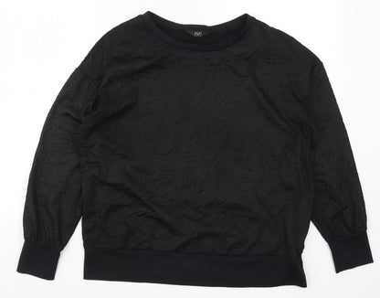 F&F Womens Black   Pullover Sweatshirt Size 12  - Crinkle Effect