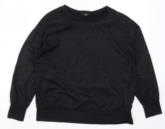 F&F Womens Black   Pullover Sweatshirt Size 12  - Crinkle Effect