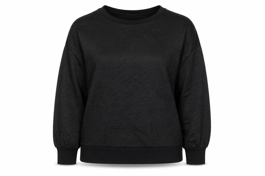 F&F Womens Black   Pullover Sweatshirt Size 12  - Crinkle Effect