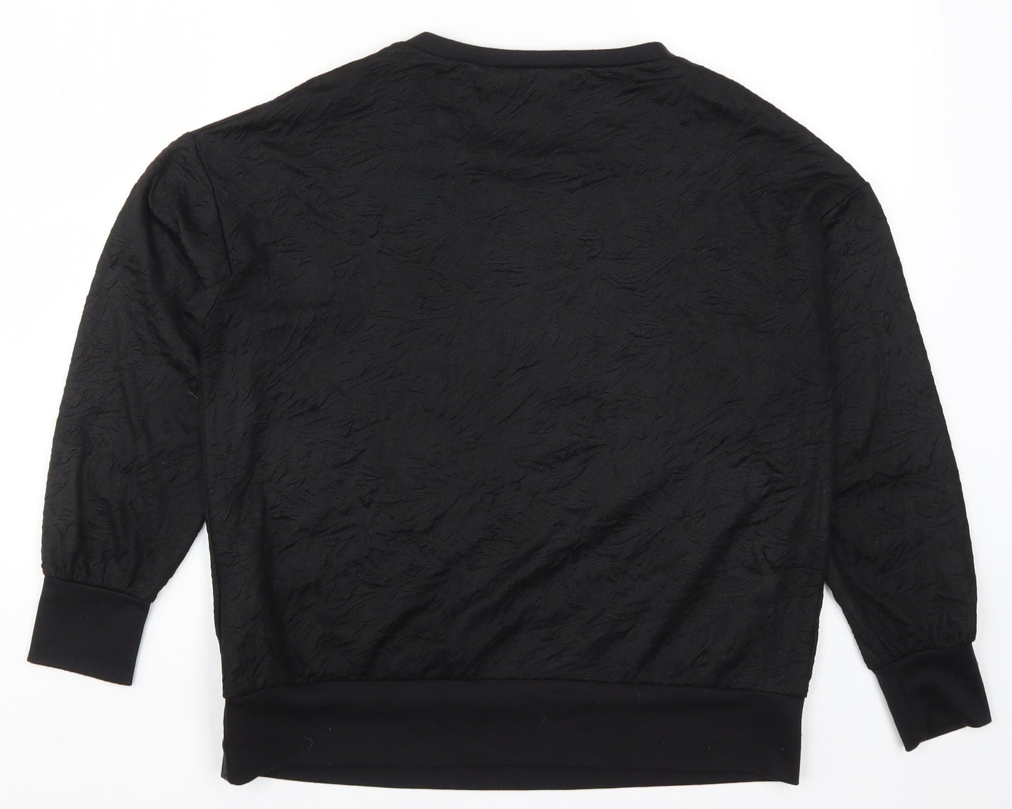 F&F Womens Black   Pullover Sweatshirt Size 12  - Crinkle Effect