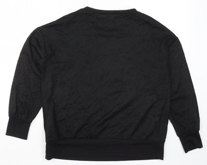 F&F Womens Black   Pullover Sweatshirt Size 12  - Crinkle Effect