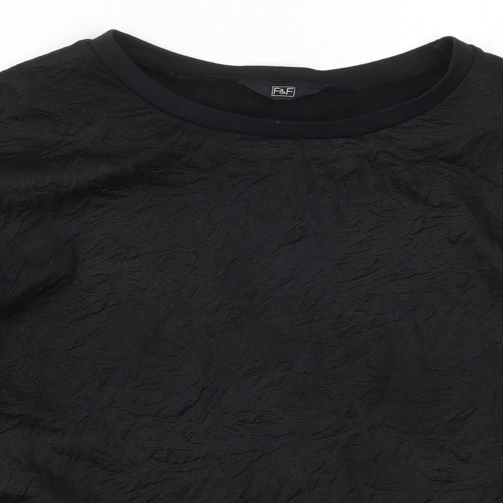 F&F Womens Black   Pullover Sweatshirt Size 12  - Crinkle Effect