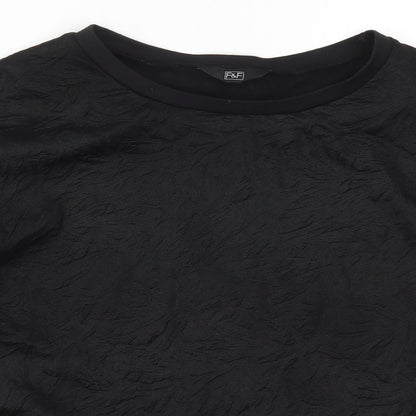 F&F Womens Black   Pullover Sweatshirt Size 12  - Crinkle Effect