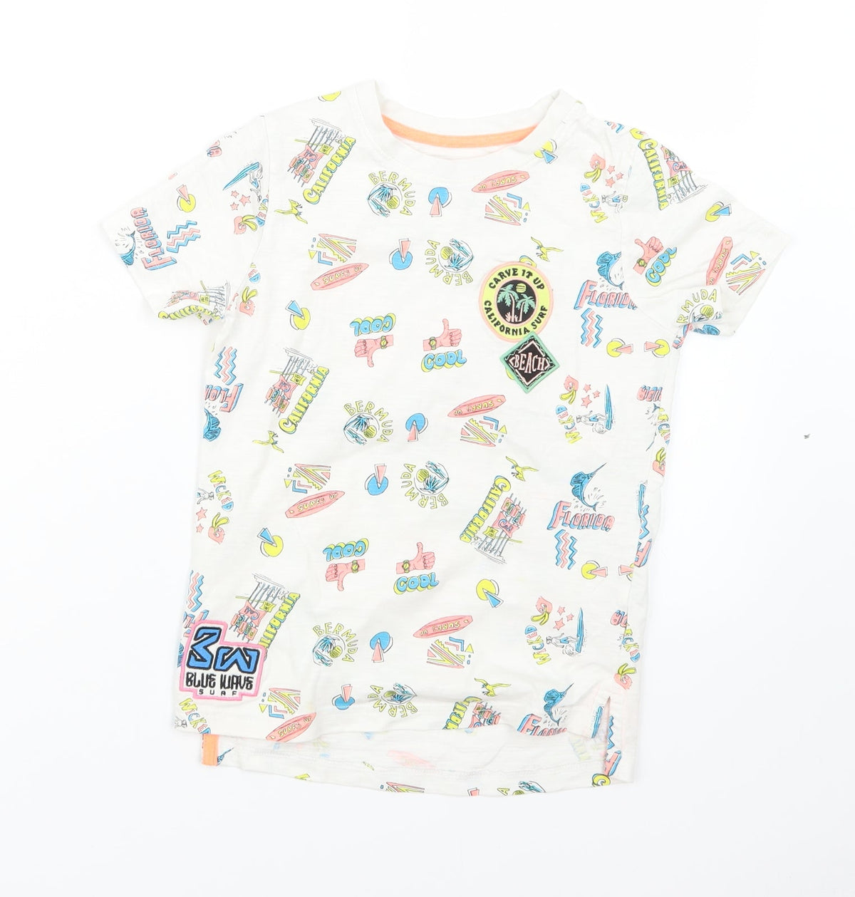 TU Boys White Geometric  Basic T-Shirt Size 6 Years