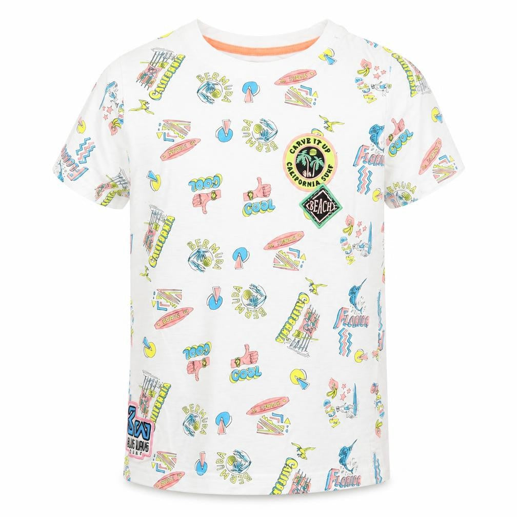 TU Boys White Geometric  Basic T-Shirt Size 6 Years