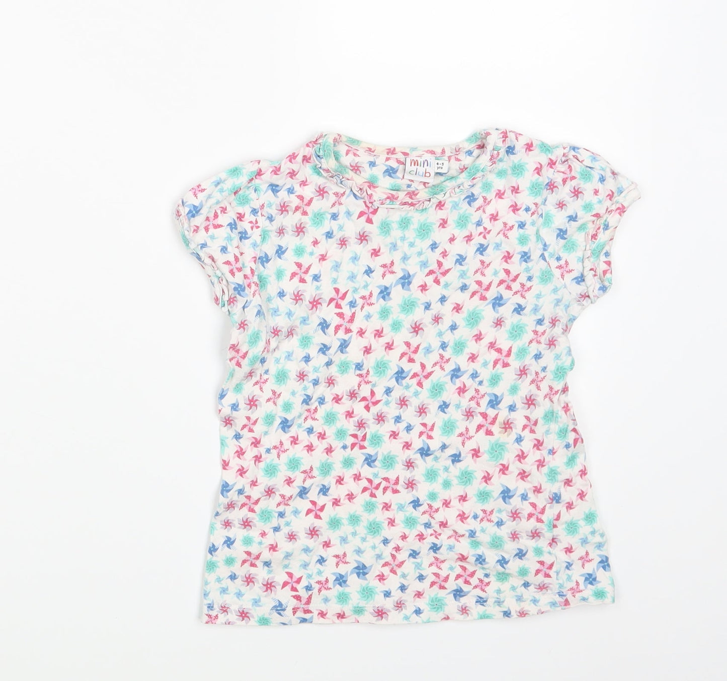 Mini Club Girls White   Basic T-Shirt Size 4-5 Years
