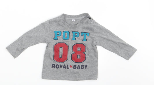 Preworn Boys Grey   Basic T-Shirt Size 12 Months  - Royal Baby