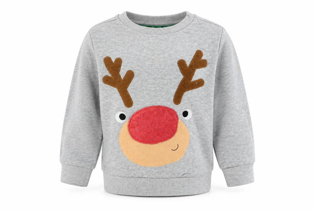 F&F Girls Grey   Pullover Jumper Size 2-3 Years  - Seasonal Christmas Festive Holiday