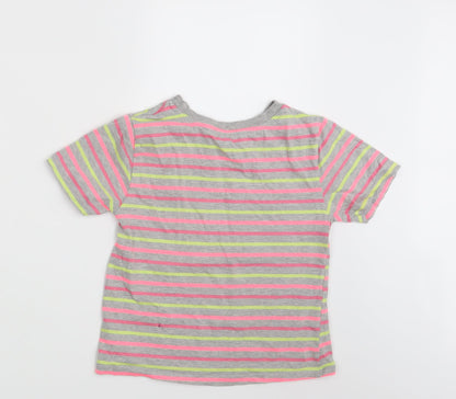 Back view of Pep&Co girls’ multicoloured striped basic t-shirt, size 10-11, years