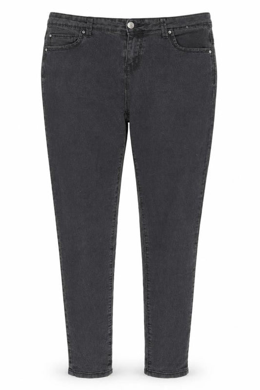 Front view of Denim Co. women’s grey denim skinny jeans, size UK 14, 28-inch leg