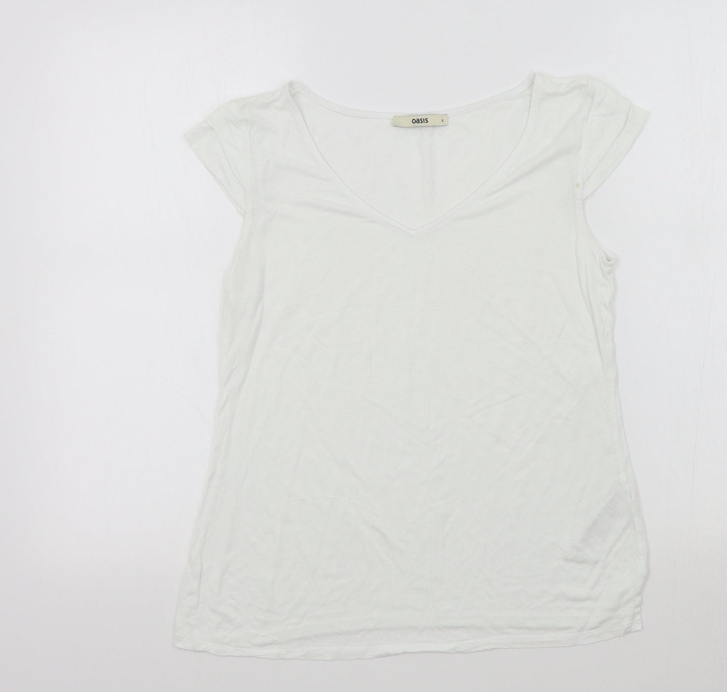 Oasis Womens White Colourblock  Basic T-Shirt Size S