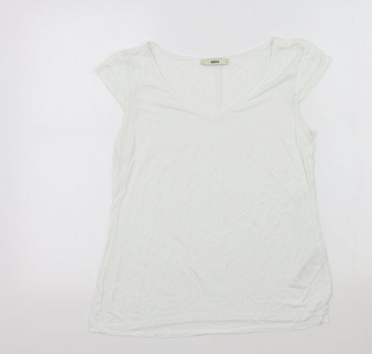 Oasis Womens White Colourblock  Basic T-Shirt Size S
