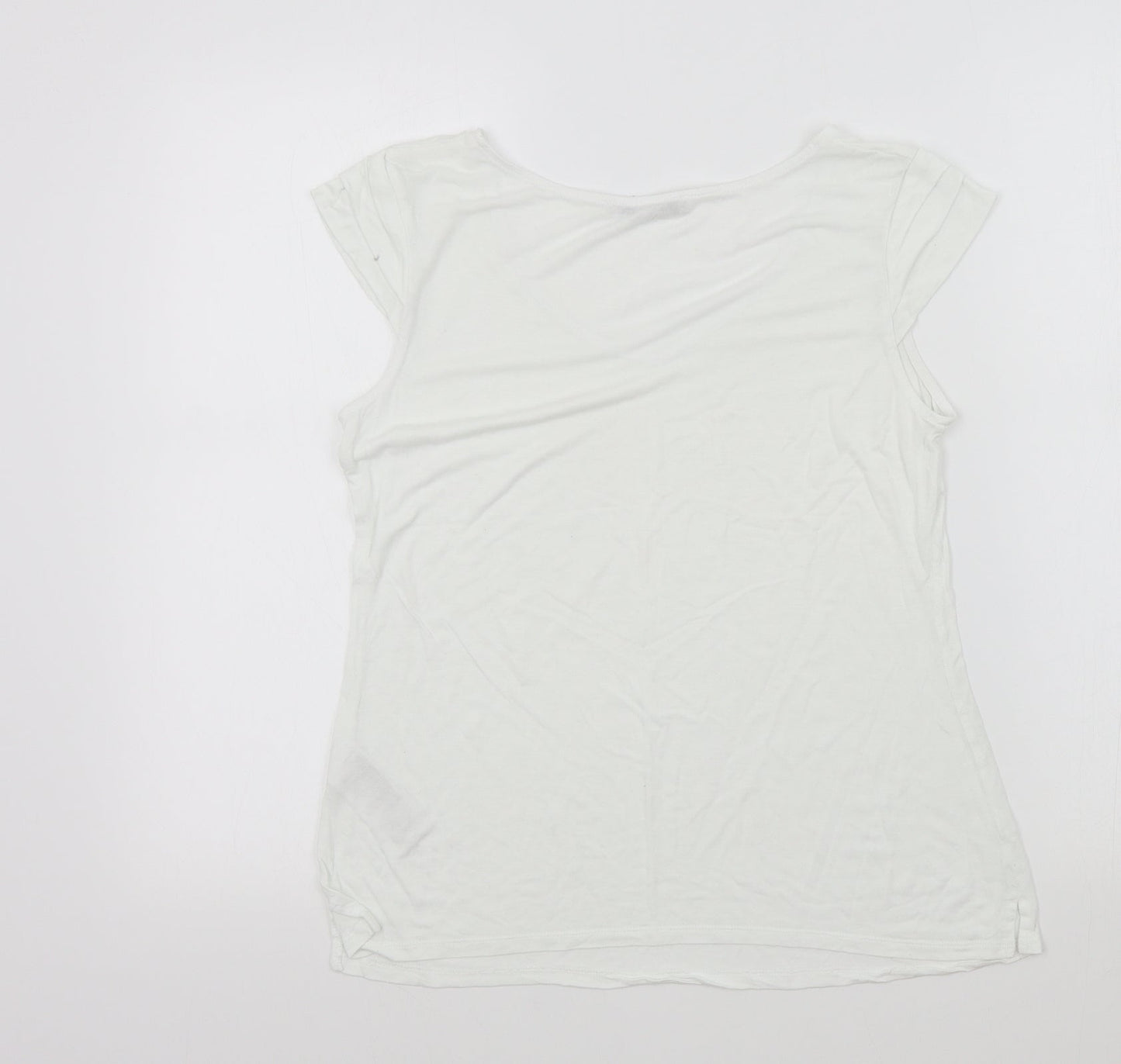 Oasis Womens White Colourblock  Basic T-Shirt Size S
