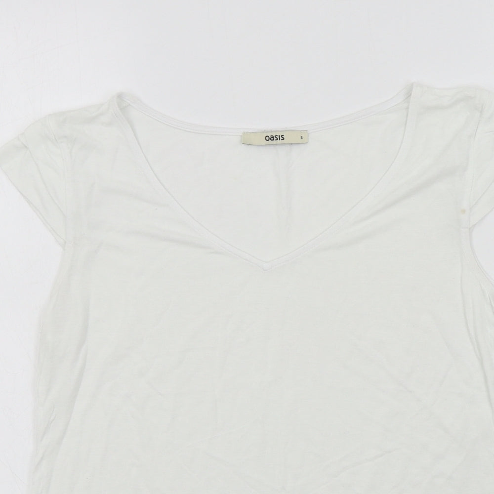 Oasis Womens White Colourblock  Basic T-Shirt Size S