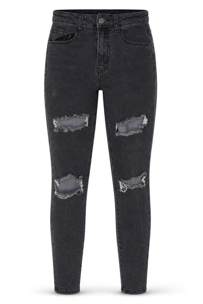 PRETTYLITTLETHING Womens Grey  Denim Skinny Jeans Size 8 L26 in