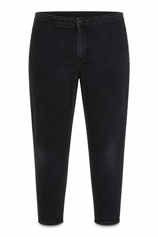 Front view of Denim & Co. women’s grey denim skinny jeans, size UK 14, 24-inch leg