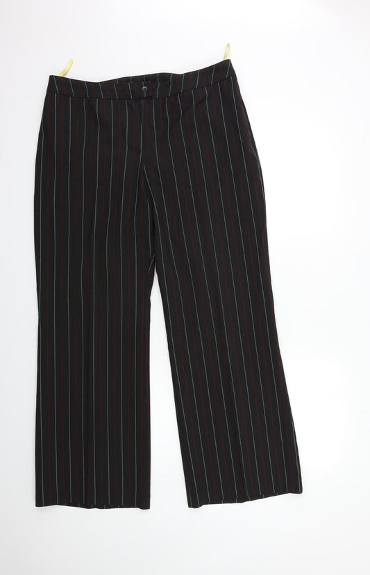 Preworn Womens Black Striped  Trousers  Size 36 in L30 in
