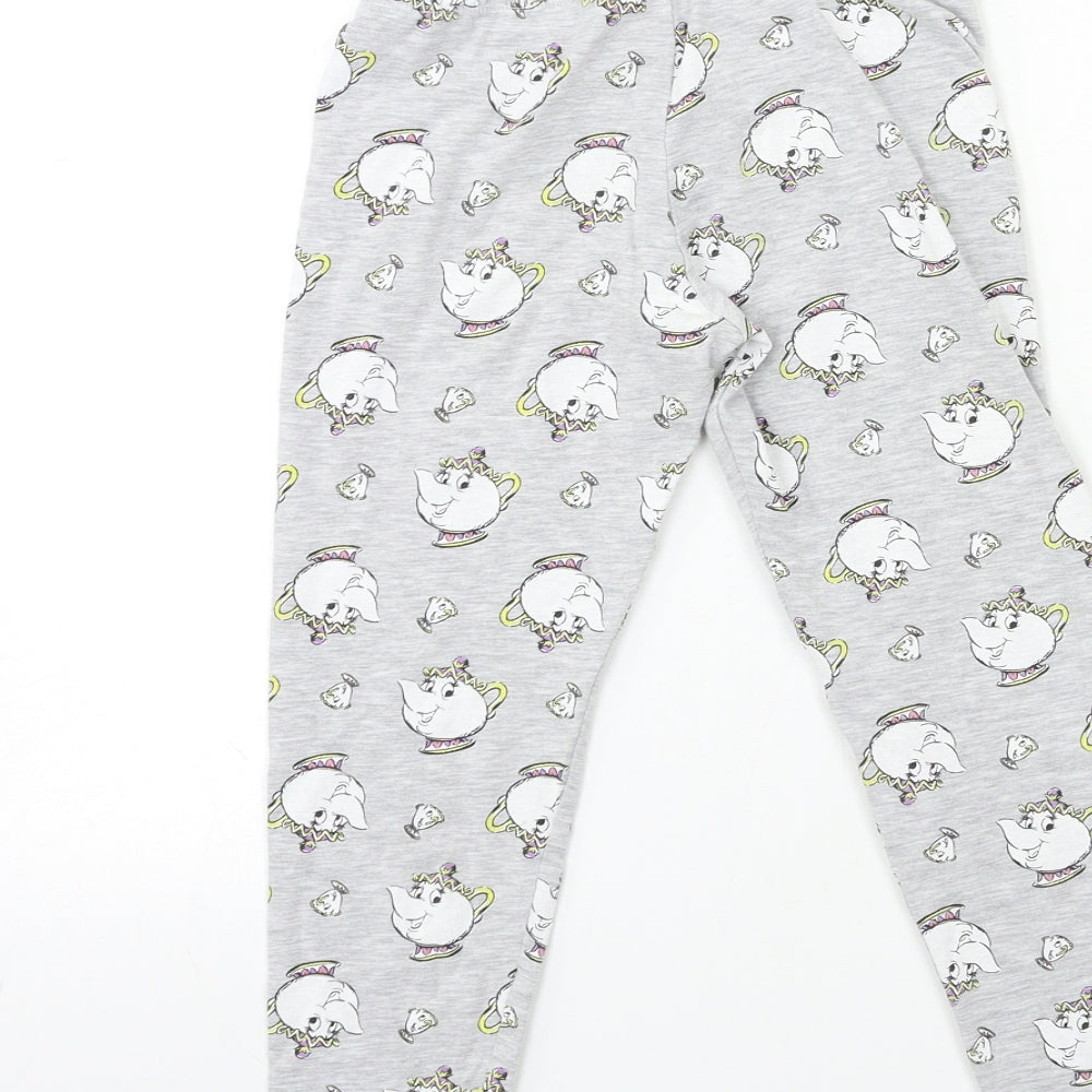 Disney Girls Grey Geometric  Top Lounge Pants Size 6 Years  - Beauty and the Beast