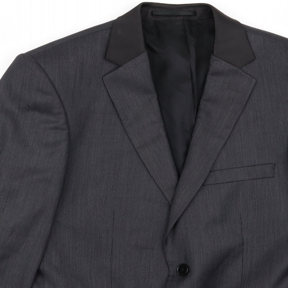 M&C Mens Black Striped  Jacket Blazer Size 46