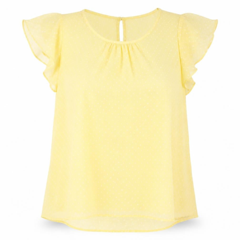 F&F Womens Yellow Polka Dot  Basic Blouse Size 16