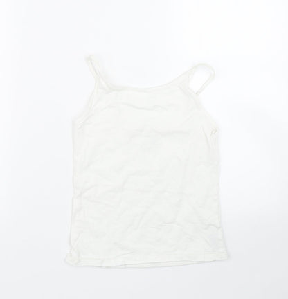 Front view of Pep&Co girls’ white basic tank, size 9-10, years