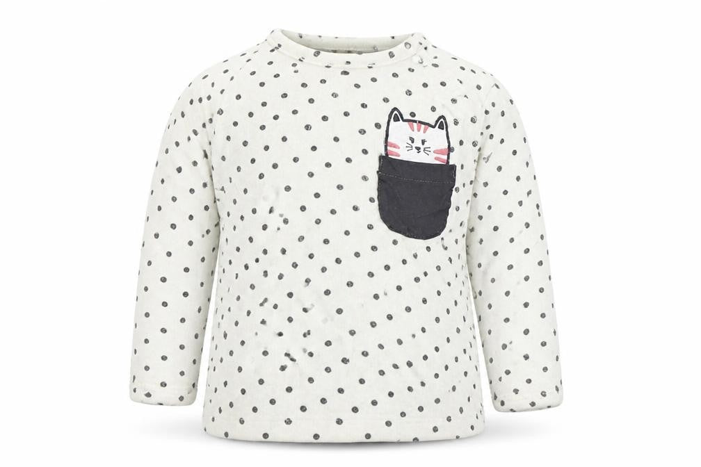 Preworn Baby White Spotted  Pullover Jumper Size 24 Months  - Cat