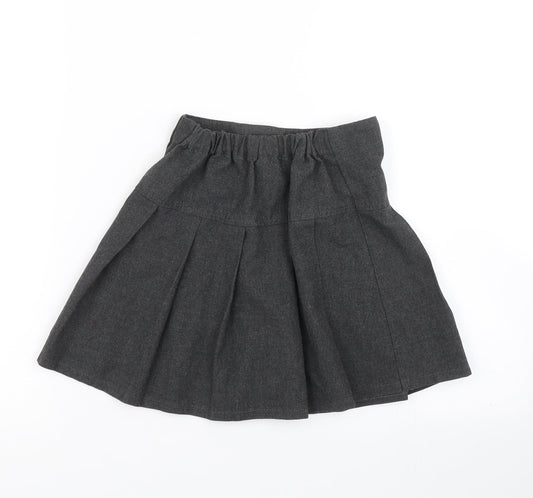 M&S Girls Grey   Pleated Skirt Size 5-6 Years - school