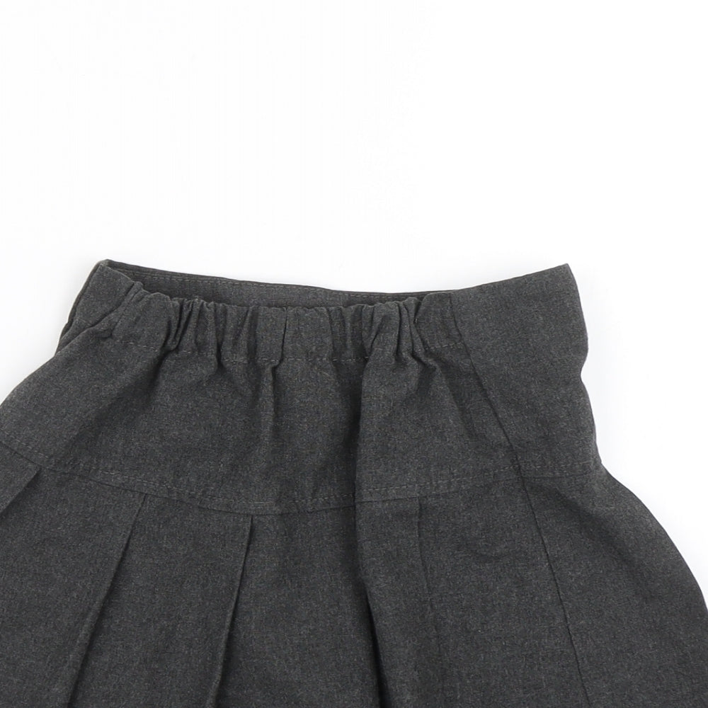 M&S Girls Grey   Pleated Skirt Size 5-6 Years - school