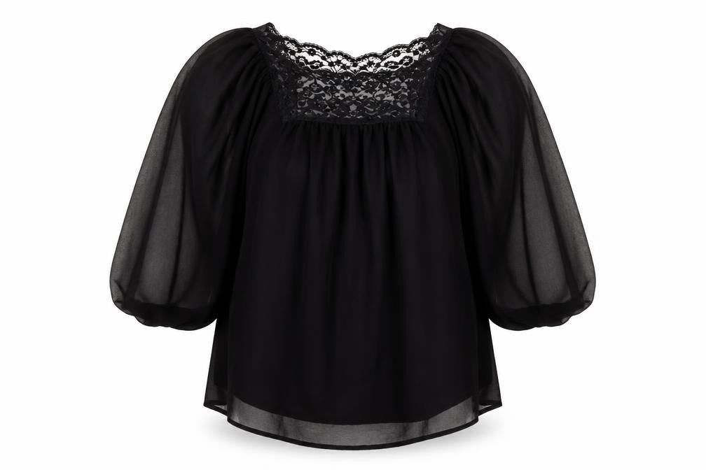 AX Womens Black Floral Lace Basic Blouse Size 12