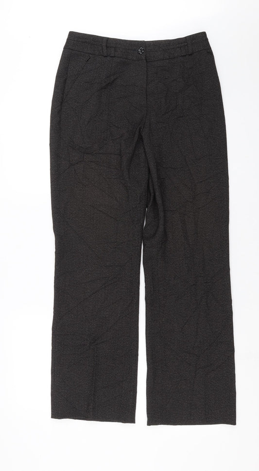 Oscar B  Womens Black Herringbone  Trousers  Size 12 L29 in