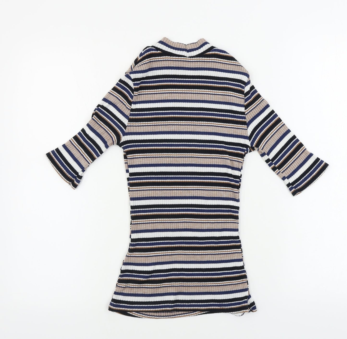 New Look Womens Beige Striped  Basic T-Shirt Size 8