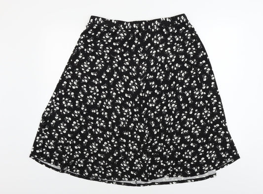 Preworn  Womens Black Floral  A-Line Skirt Size 32 in
