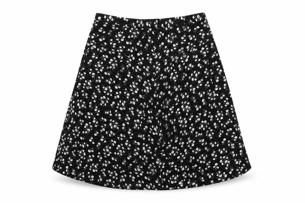 Preworn  Womens Black Floral  A-Line Skirt Size 32 in