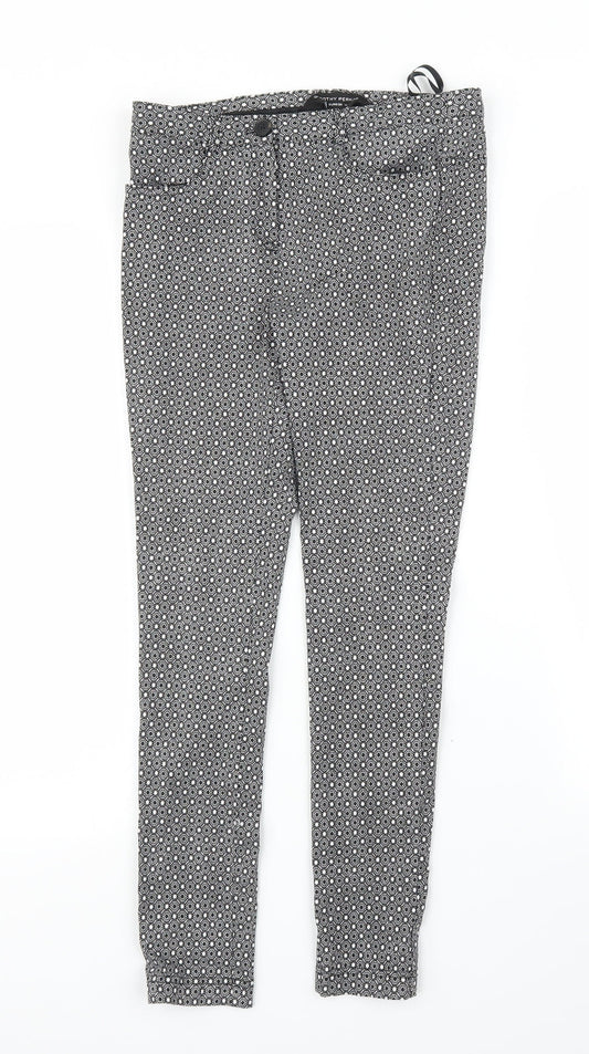 Dorothy Perkins Womens Grey Floral  Carrot Trousers Size 8 L24 in