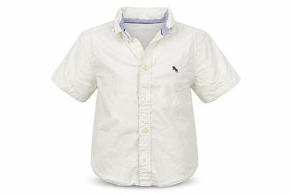 Front view of H&M girls’ white houndstooth basic button-up, size 6-7, years