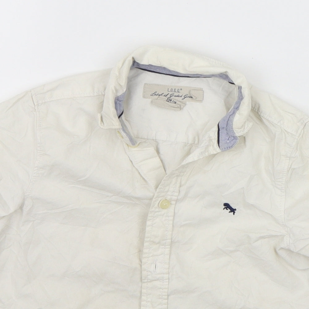 H&M Girls White Houndstooth  Basic Button-Up Size 6-7 Years