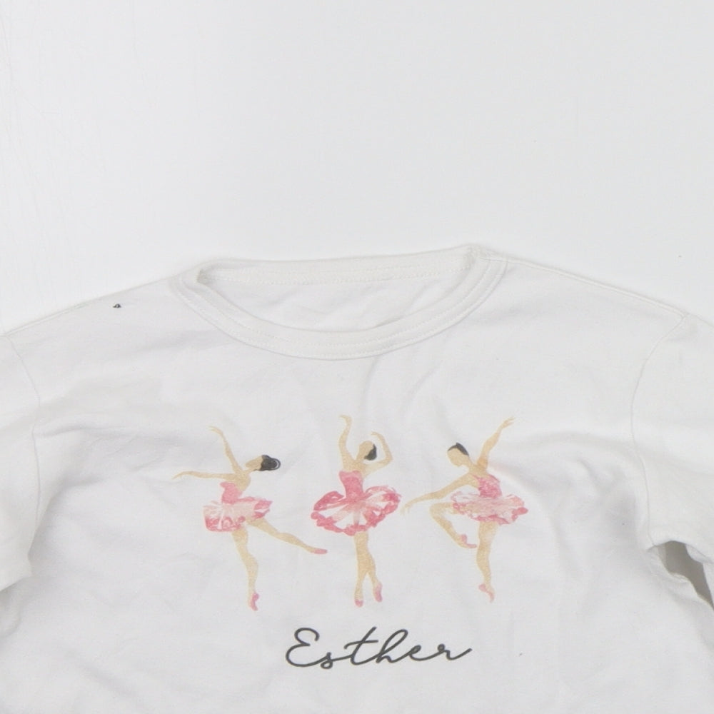 MINI ROYALS Girls White   Basic T-Shirt Size 7-8 Years  - print on front