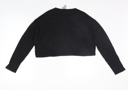 Back view of ASOS women’s black basic t-shirt, size UK 12