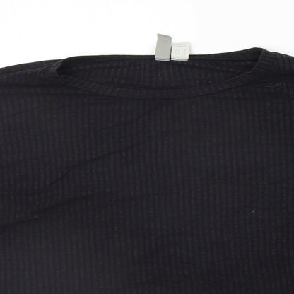 Close-up detail of ASOS women’s black basic t-shirt, size UK 12