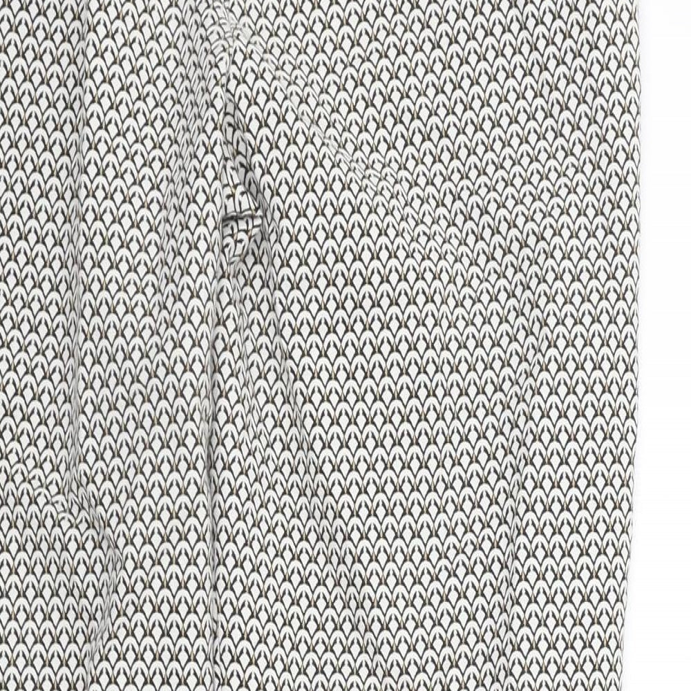 Marks and Spencer Womens White Geometric  Trousers  Size 14 L25 in