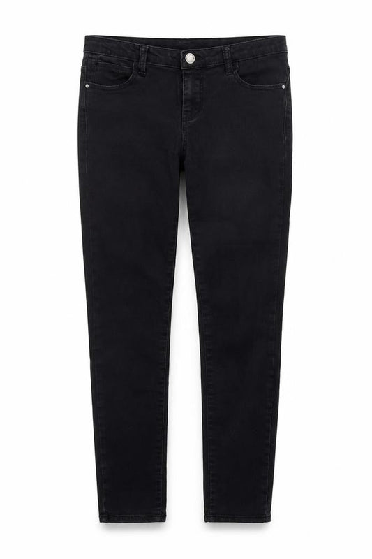 Front view of Denim & Co. women’s black trousers, size UK 10, 27-inch leg