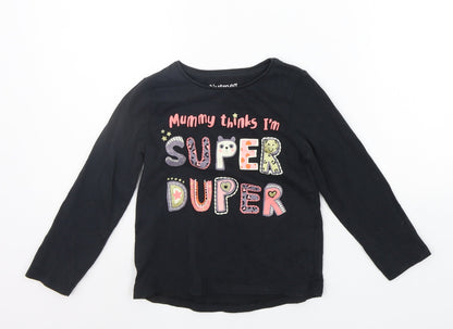 Front view of Nutmeg girls’ grey basic t-shirt, size 5-6, years