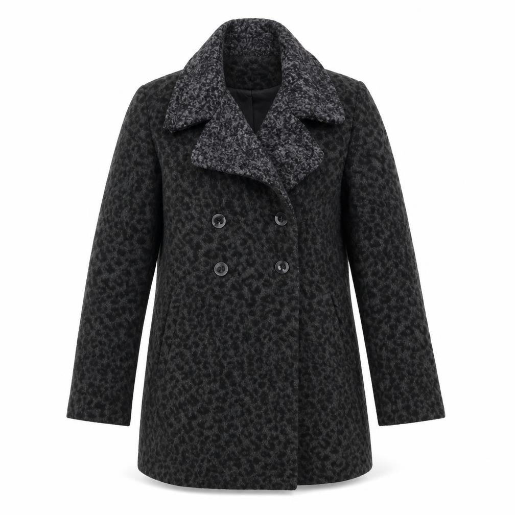 JHON LEWIS Girls Black Animal Print  Basic Coat Coat Size 11 Years