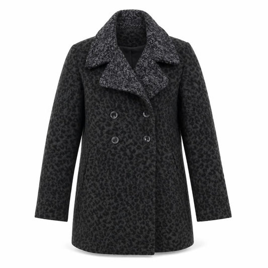 JHON LEWIS Girls Black Animal Print  Basic Coat Coat Size 11 Years