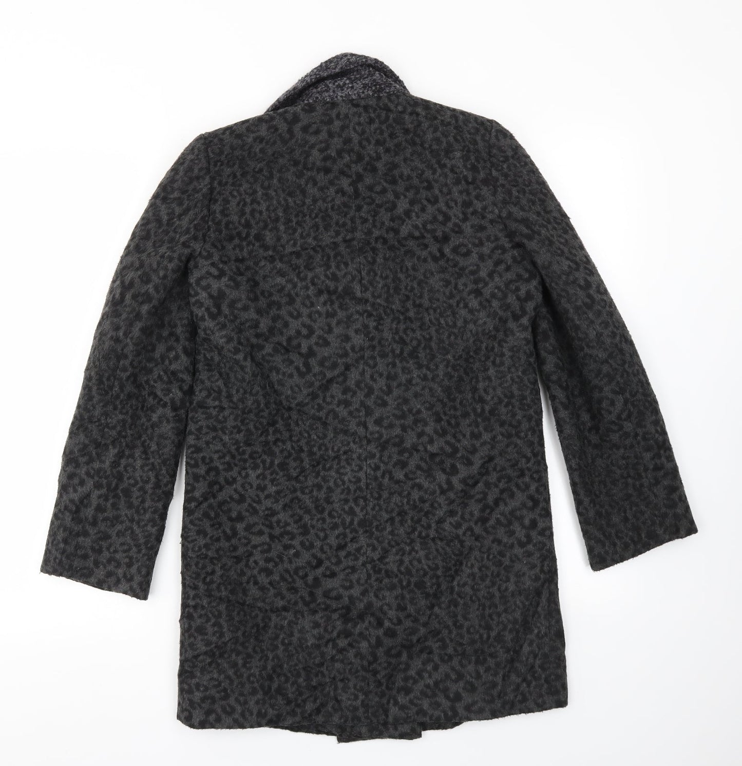 JHON LEWIS Girls Black Animal Print  Basic Coat Coat Size 11 Years