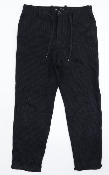 Mango Womens Blue Striped  Trousers  Size 28 in L25 in