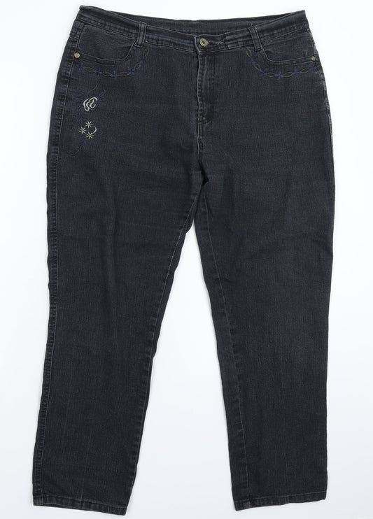 Preworn Womens Blue  Denim Straight Jeans Size 35 in L27 in