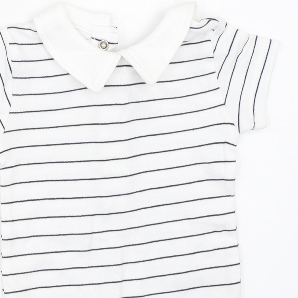 Nutmeg Baby White Striped  Babygrow One-Piece Size 0-3 Months