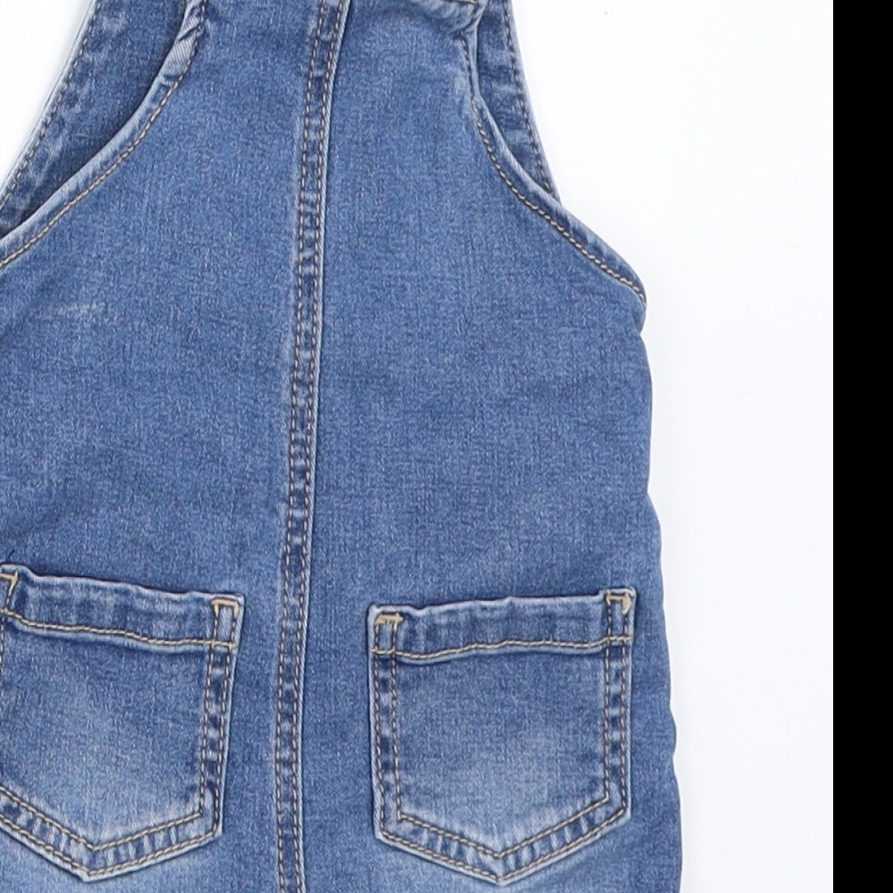 F&F Boys Blue  Denim Dungaree One-Piece Size 3-6 Months